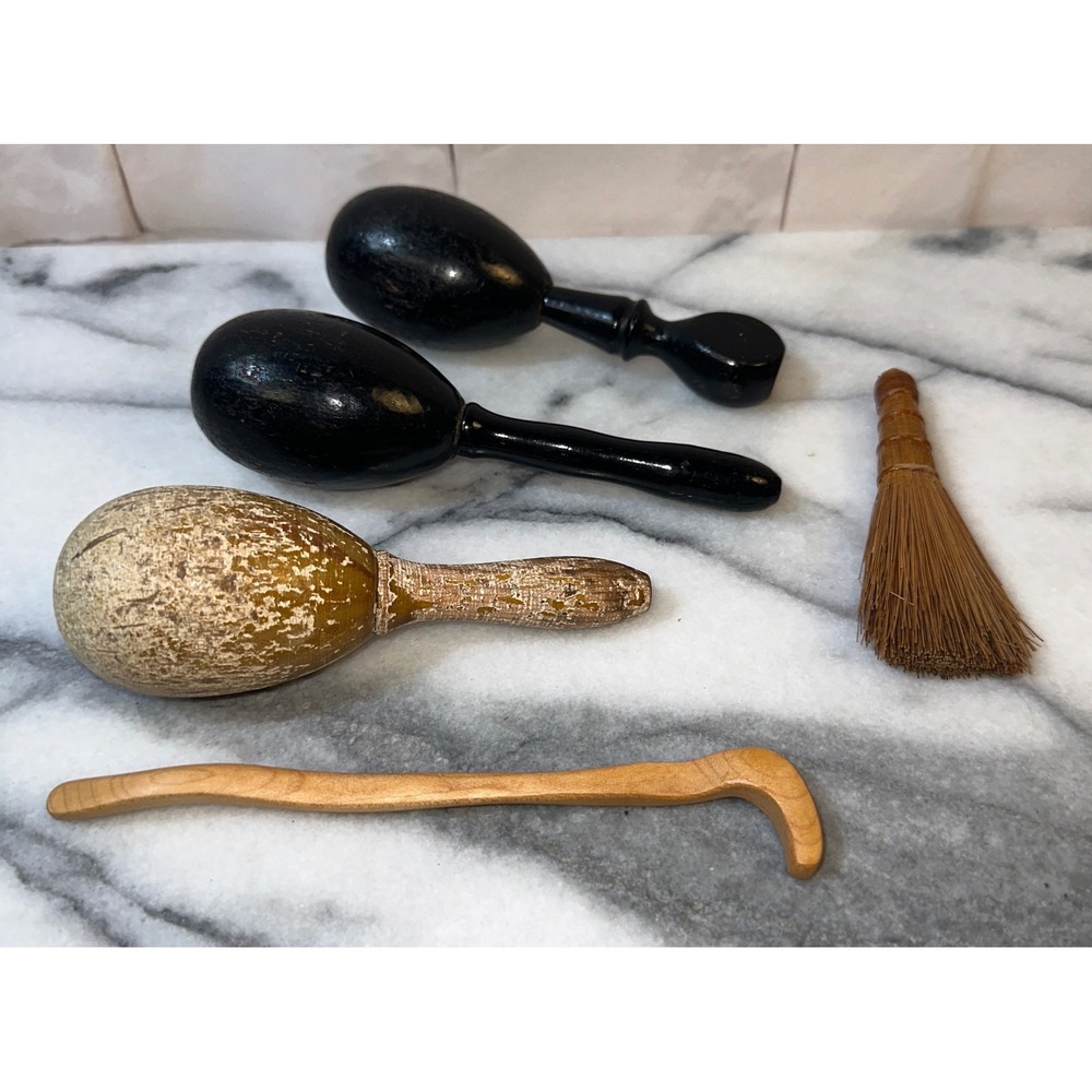 Vintage Antique Darning Eggs Wooden Sewing Notions Set Lot of 5 Pieces